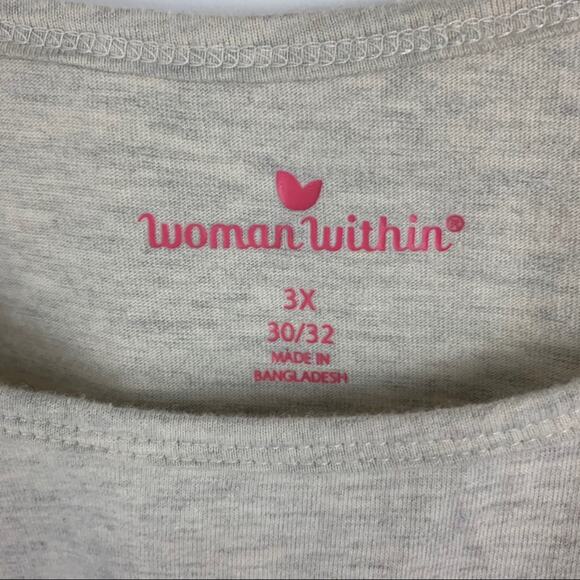 Woman Within Sleeveless Oatmeal Scoop Neck Tank Top Women's Plus Size 3X - Picture 3 of 3